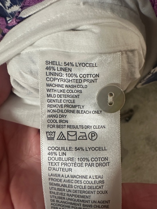 Tommy Bahama Linen Blend Floral Shift Dress Purple White Sleeveless Size M - Picture 6 of 10